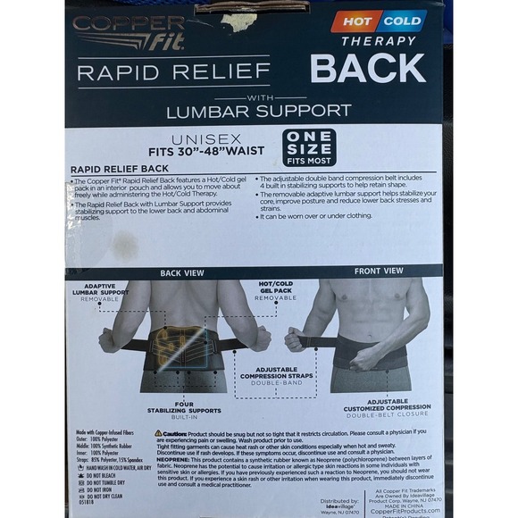 Copper‎ Fit Back Support Rapid Relief Hot Cold Therapy Lumbar One Size - Picture 3 of 3